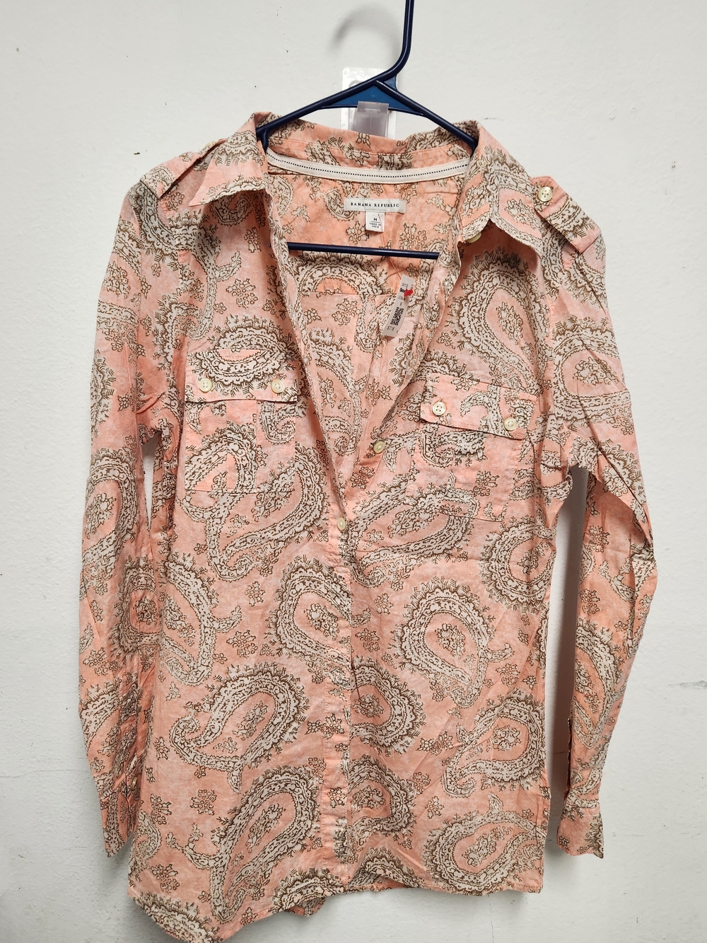 Banana Republic Pink Paisley Button-Up Shirt